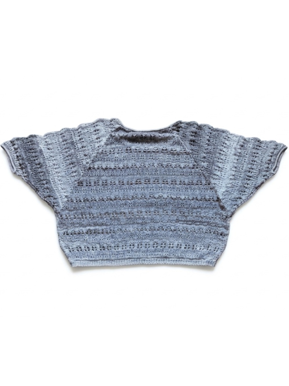 Kensie Grey Open Knit Crochet Boho Pullover Sweater - Size M/L